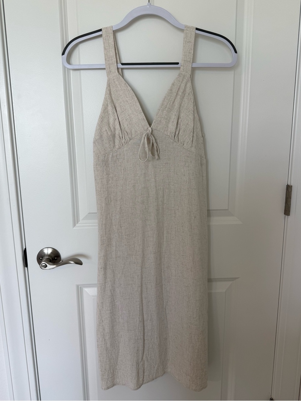 Monteau Natural Beige Tie-Front Midi Dress